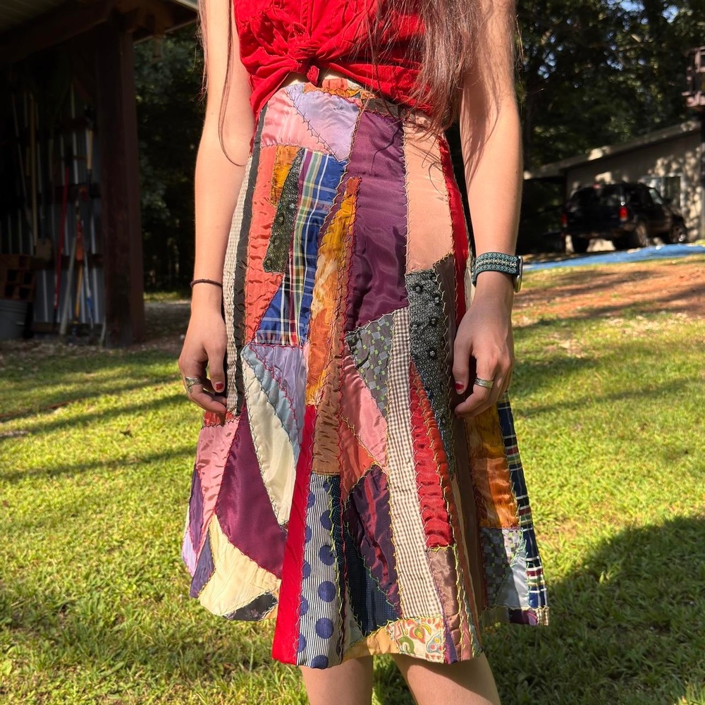 Insane vintage art deco crazy quilt skirt